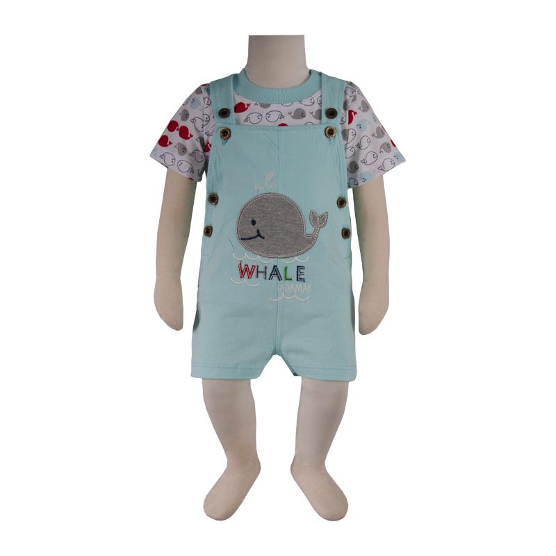 ست تی شرت و سرهمی نوزادی آدمک مدل نهنگ فیروزه ای کد 186899 -  - 2