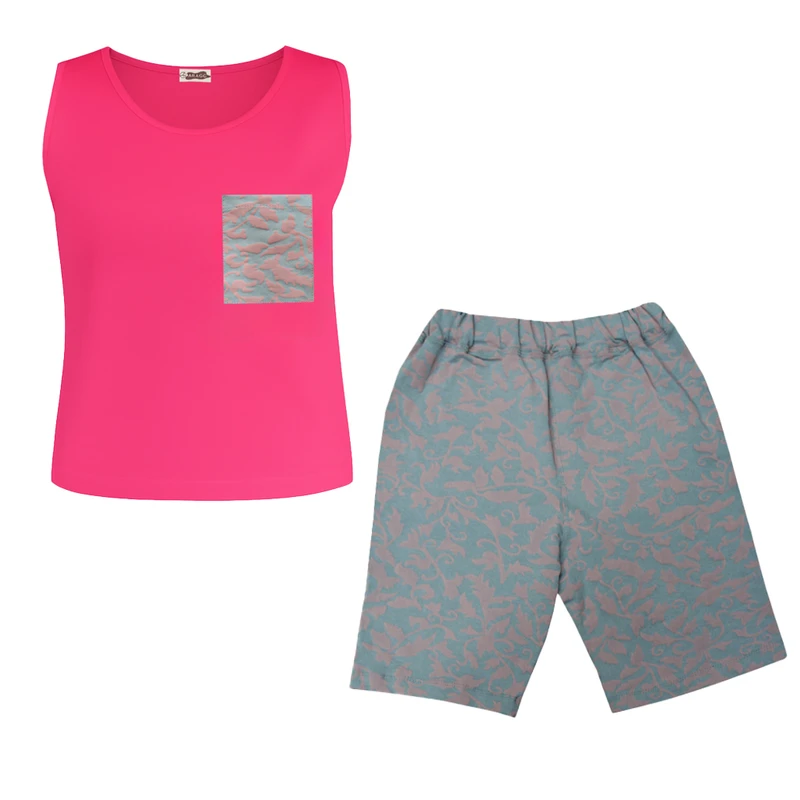 ست تاپ و شلوارک راحتی زنانه کد A1089-T