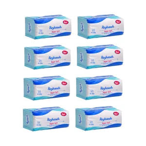 دستمال کاغذی 200 برگ دو لایه ریحانه مدل لطیف بسته 8 عددی