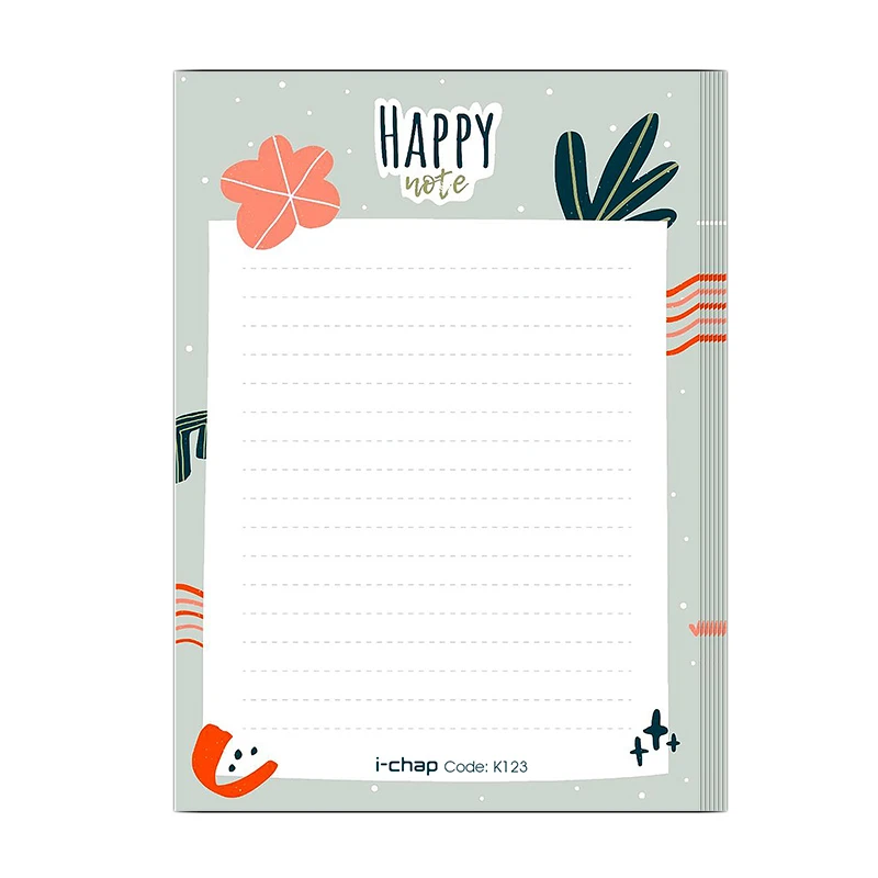 کاغذ یادداشت آی چاپ طرح هپی کد K123 سایز 10*14 سانتی متر بسته 50 عددی