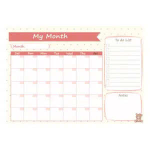 کاغذ یادداشت مدل برنامه ریزی ماهانه to do list طرح خرس پاپیونی کد 1