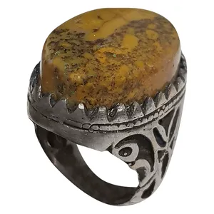 انگشتر نقره مردانه مدل جاسپر فسیلی کد JF2222