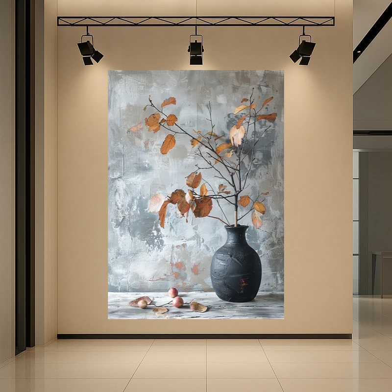 تابلو بوم طرح مخمل گلدان مدل درخت خشکیده کد AR3059577