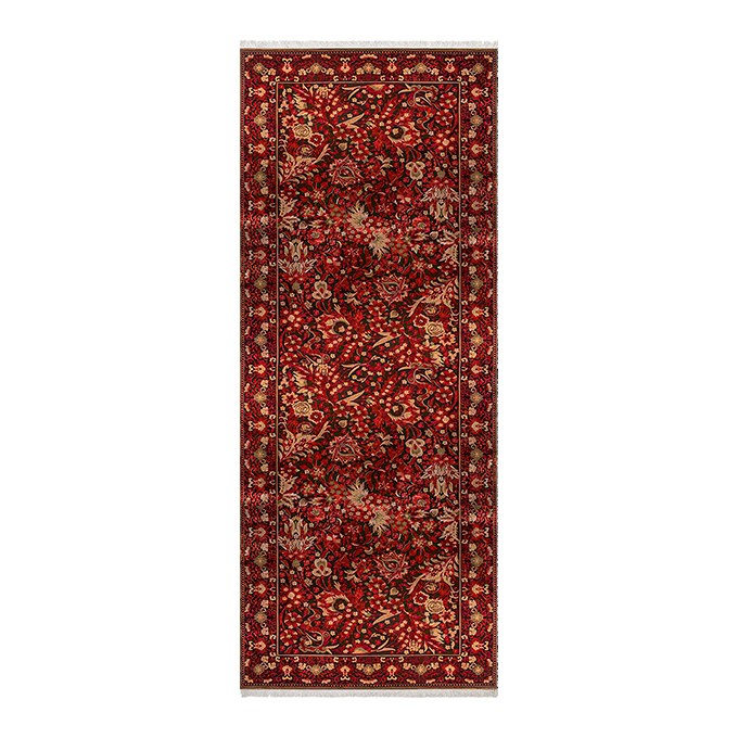 فرش ماشینی زانیس مدل کناره مدرن طرح سنتی زمینه قرمز
