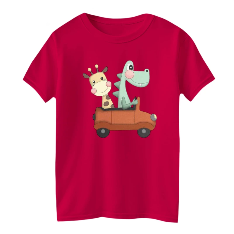 تی شرت آستین کوتاه بچگانه مدل دایناسور و زرافه