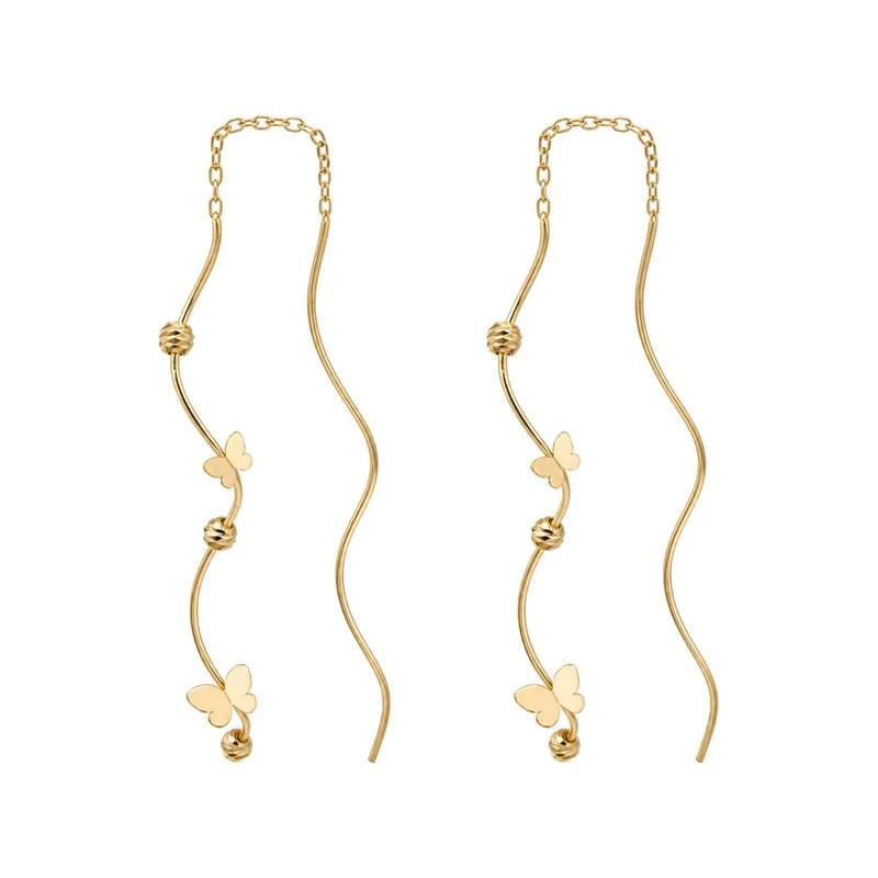 گوشواره بخیه‌ای طلا 18 عیار زنانه مان گالری مدل پیچک پروانه کد EA01-0032200