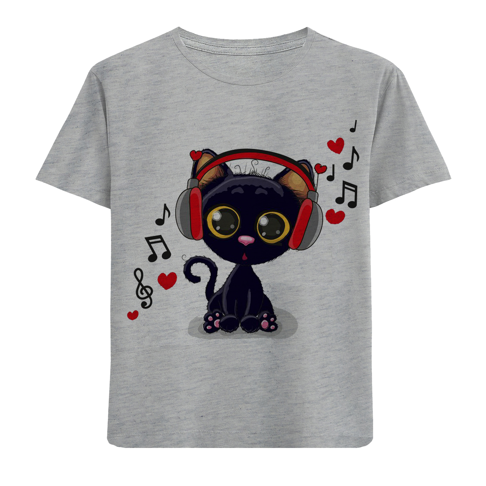 تی شرت دخترانه مدل گربه و هدفون M10