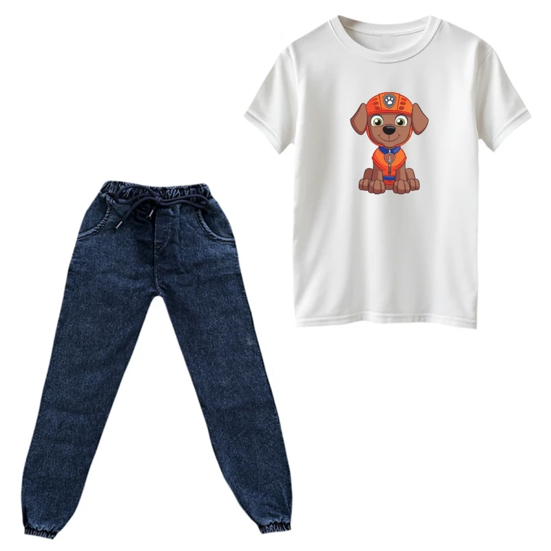 ست تی‌شرت و شلوار پسرانه مدل سگ نگهبان کد 02