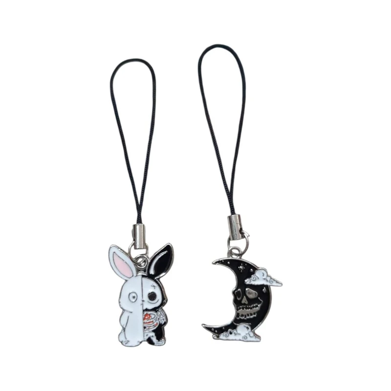 آویز موبایل مدل هالوین طرح ماه و خرگوش کد mn14 مجموعه 2 عددی 