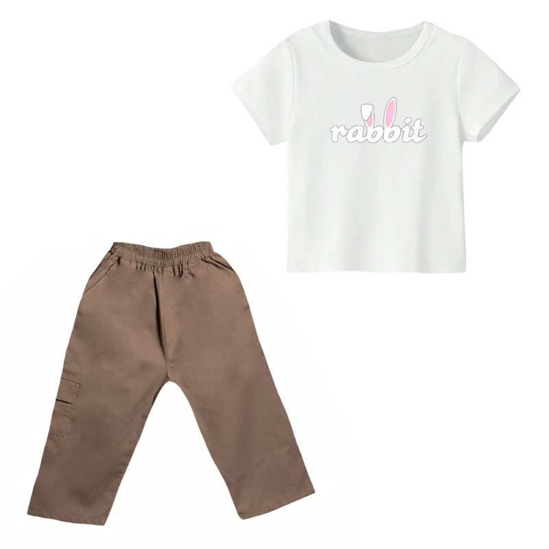 ست تی شرت و شلوارک دخترانه مدل خرگوش کد 17