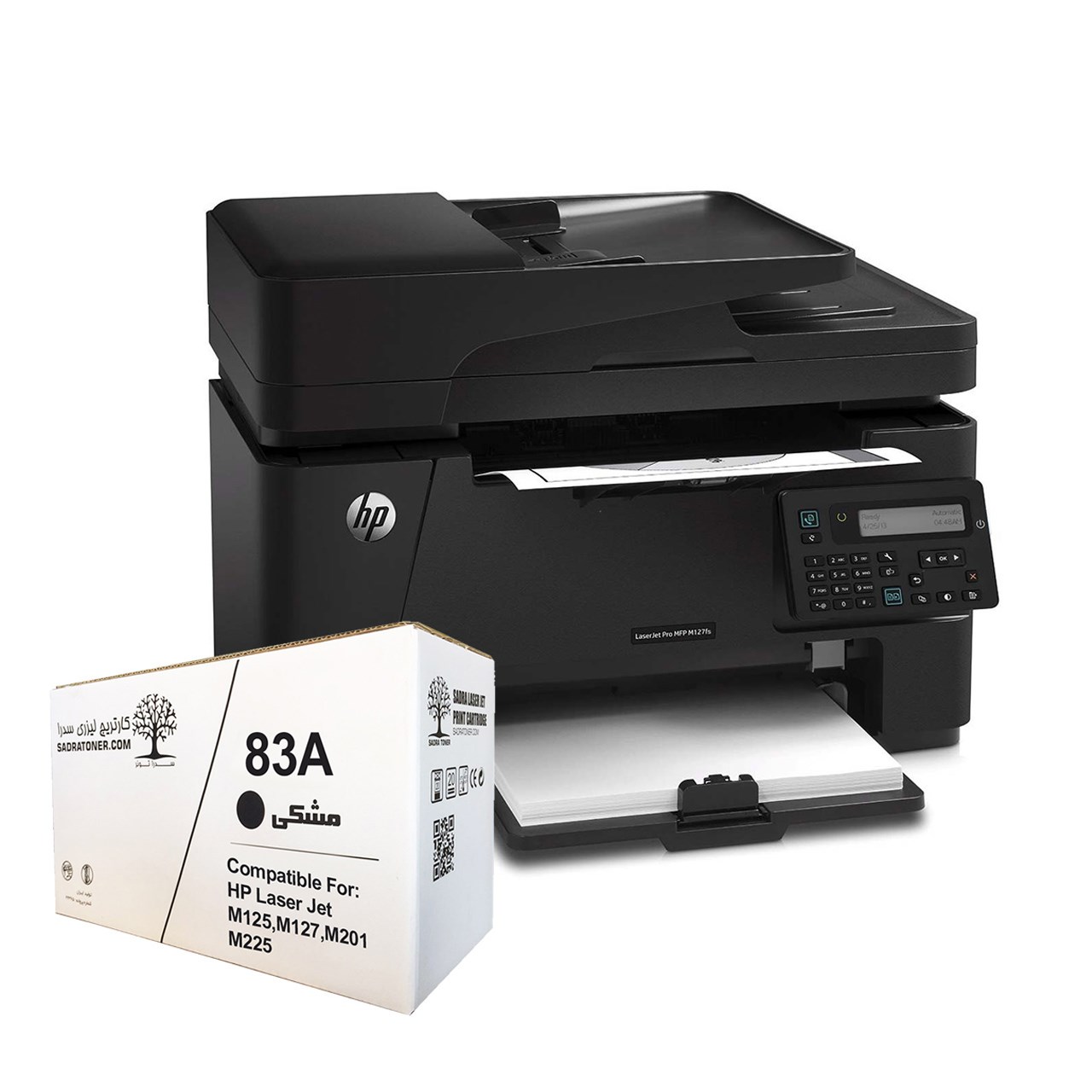 پرینتر لیزری اچ پی مدل LaserJet Pro MFP M127fs به همراه یک تونر سدرا مدل 83a