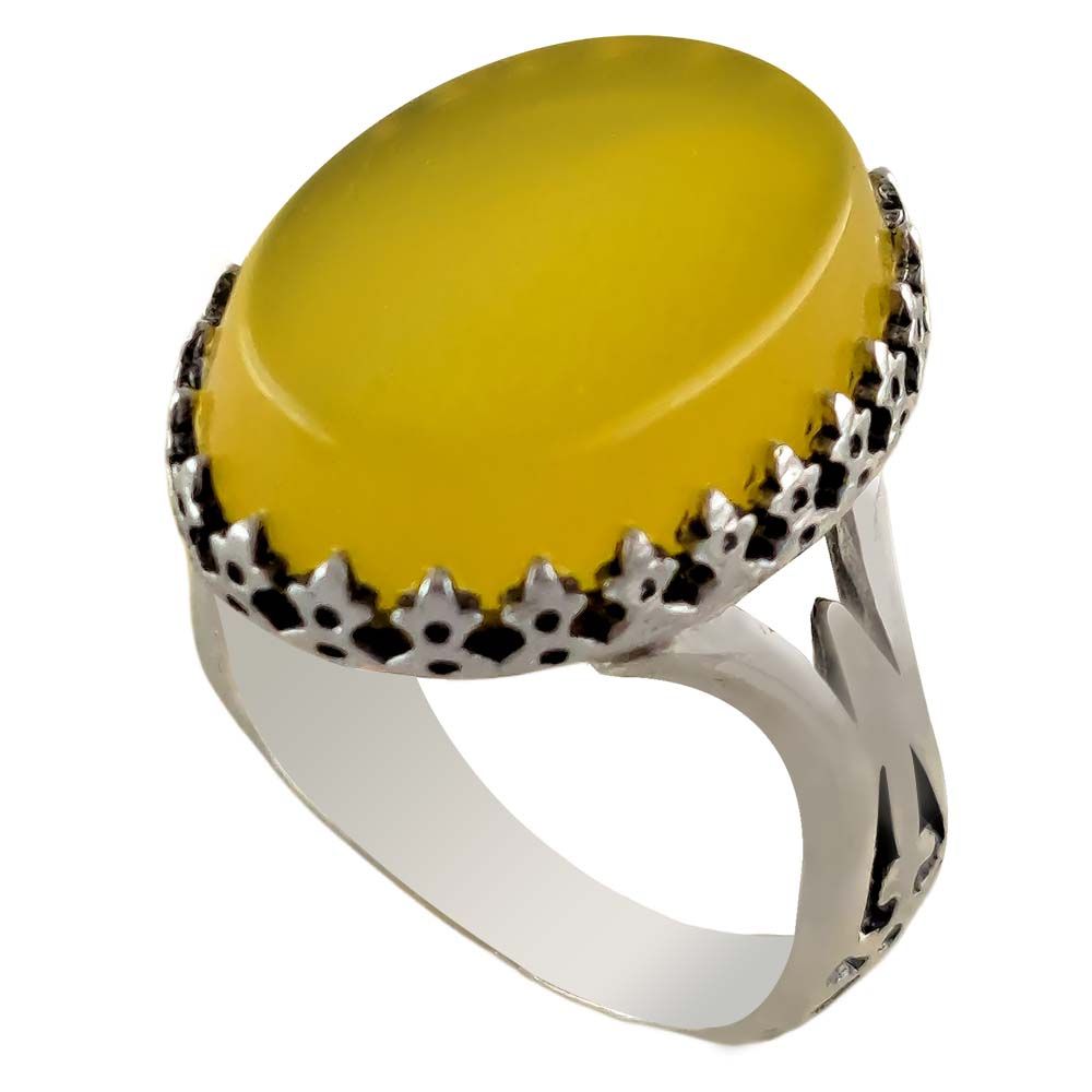 انگشتر نقره مردانه ملک زیور مدل عقیق طرح سر نیزه کد 312 -  - 1