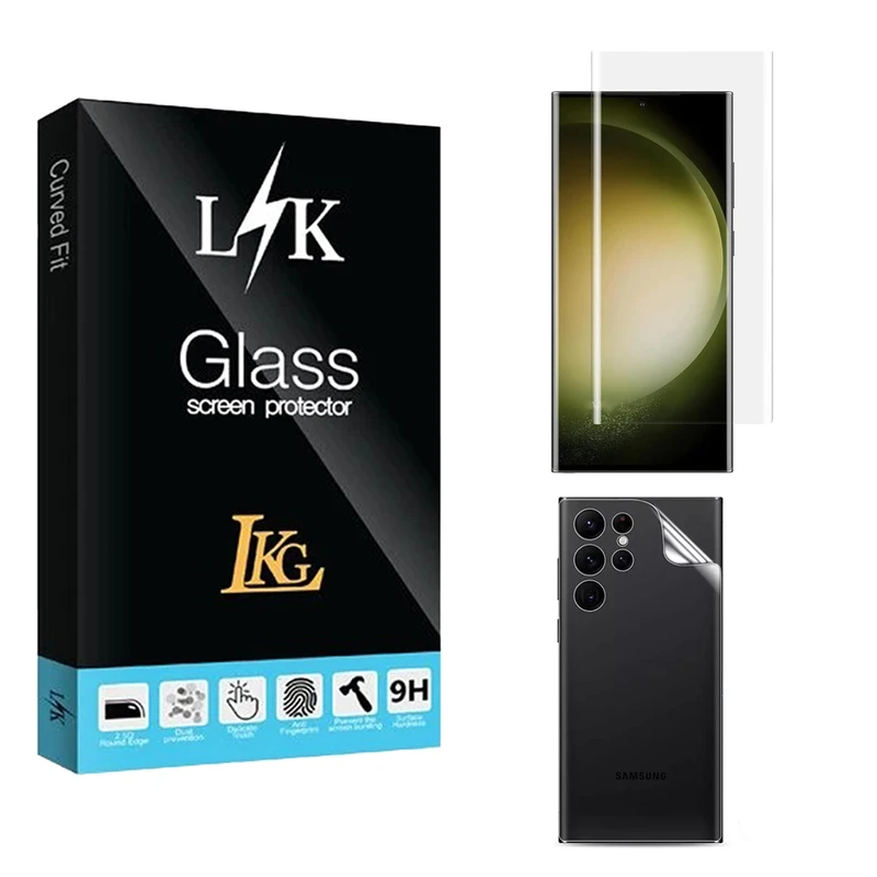 محافظ صفحه نمایش ال کا جی مدل UV مناسب برای گوشی موبایل سامسونگ Galaxy S22 Ultra 5G به همراه محافظ پشت گوشی
