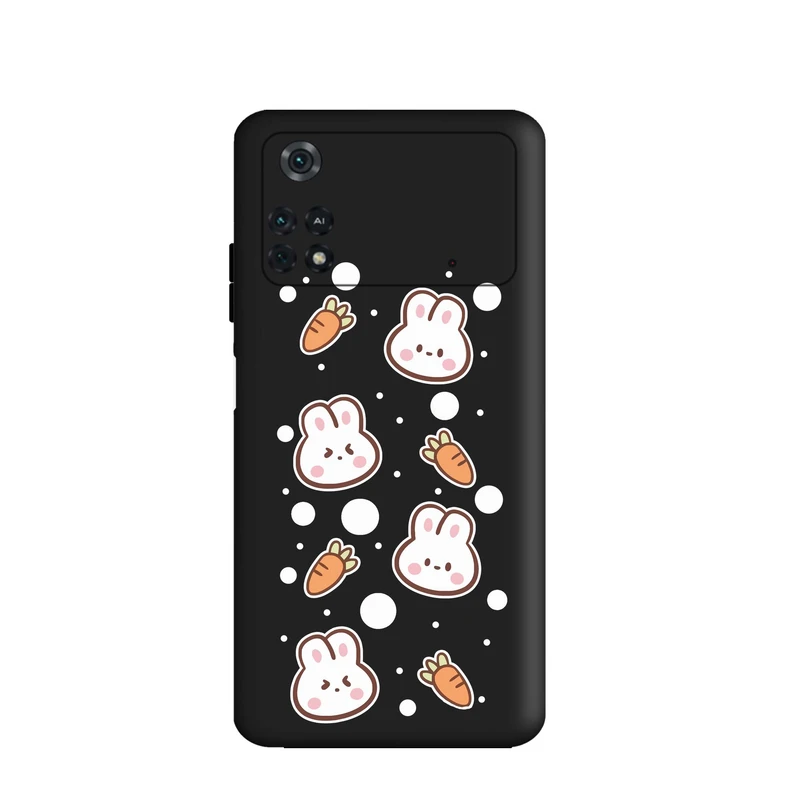 کاور قاب گارد طرح خرگوش و هویچ کد t6110 مناسب برای گوشی موبایل شیائومی Poco M4 Pro 4G