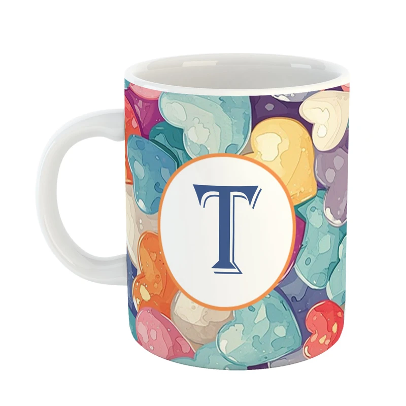 ماگ پادآفرین مدل فانتزی طرح حرف T کد 22