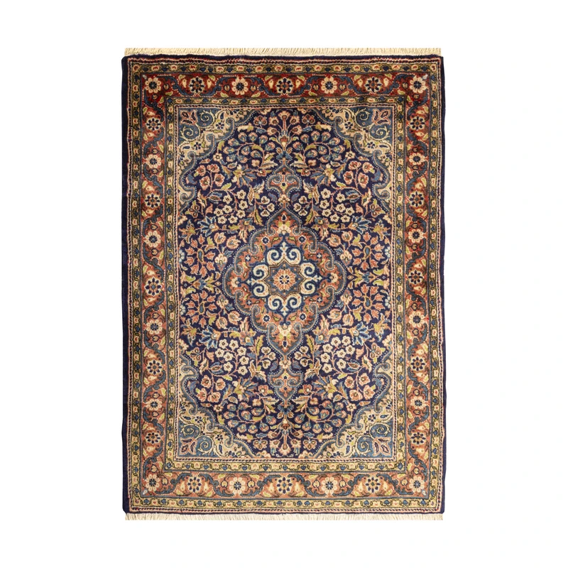 فرش دستبافت 0.7 متری مدل ملایر کد 45P15469 زمینه سرمه ای
