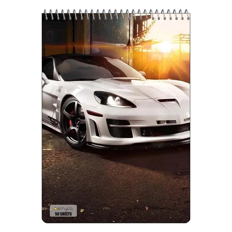 دفتر نقاشی 50 برگ سیمی کارنیکا طرح شورولت کوروت Chevrolet Corvette کد 20594