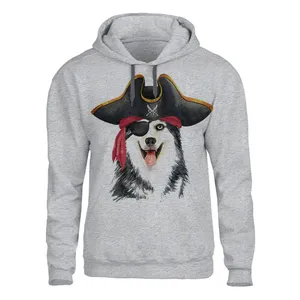 هودی مردانه مدل WOLF  کد 106رنگ طوسی