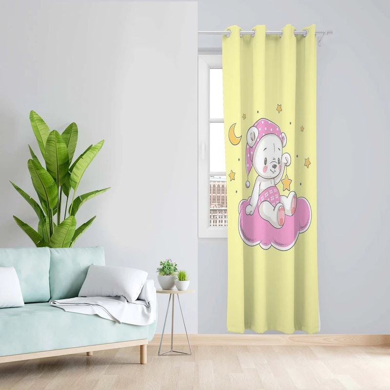 پرده طرح کودک مدل مخمل پانچی کد 5305R z سایز 140x200 سانتی متر