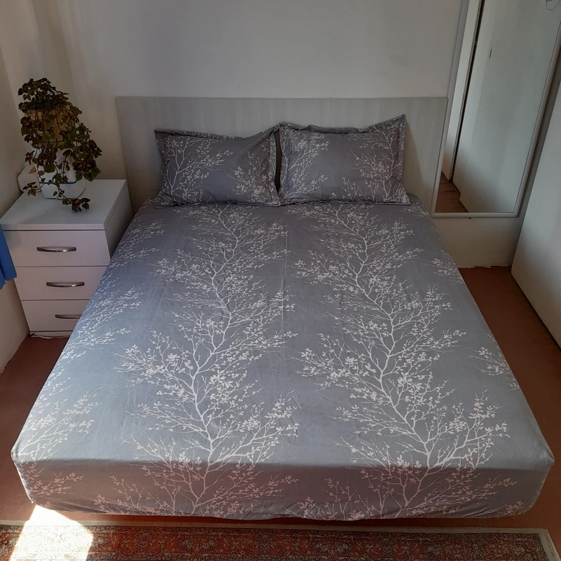 سرویس ملحفه مدل کشدار طرح نهال کد ni05054 دو نفره سه تکه