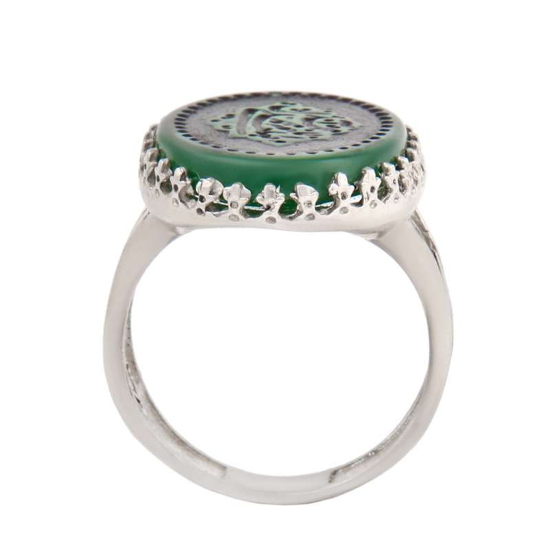 انگشتر نقره مردانه بازرگانی میلادی مدل رکاب سیلندری عقیق خطاطی کد AM_4195