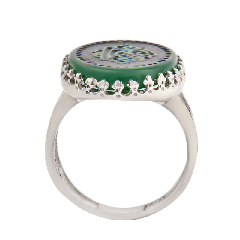 انگشتر نقره مردانه بازرگانی میلادی مدل رکاب سیلندری عقیق خطاطی کد AM_4195