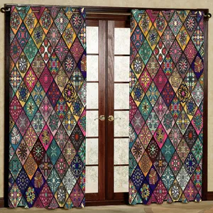 پرده مدل لوزی لوزی هازان پانچی کد 1293 سایز 140x200 سانتی متر