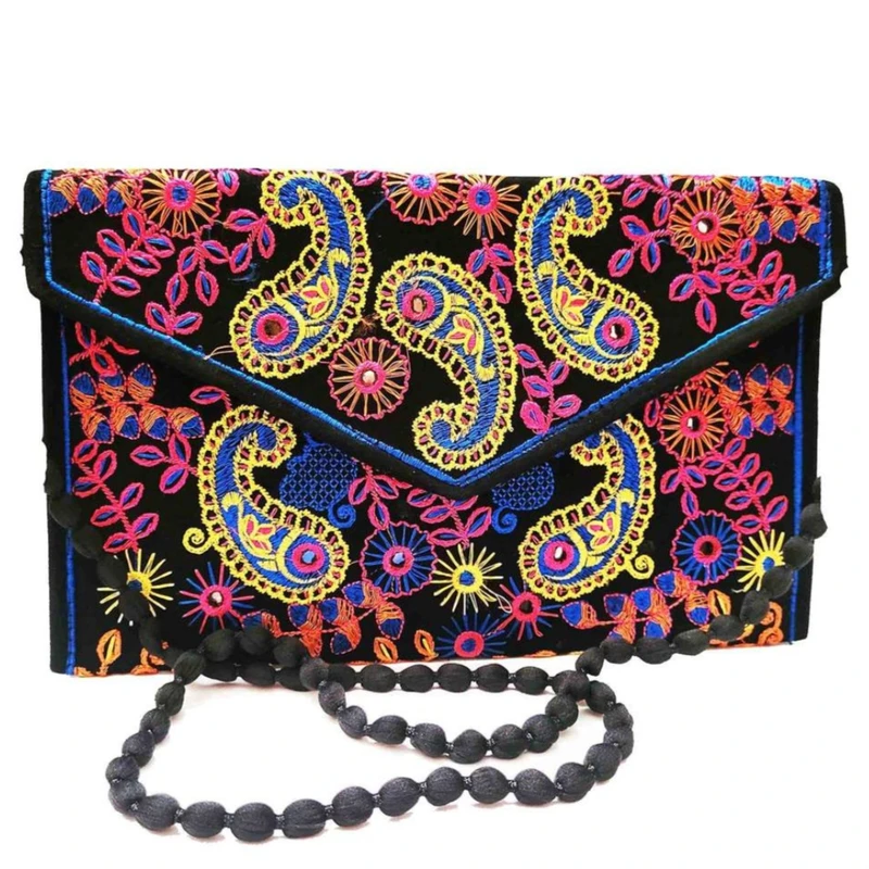 کیف دستی دست دوز زنانه نیک ثمر مدل سوزندوزی ترمه