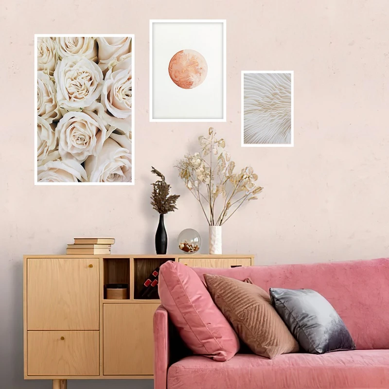 تابلو بکلیت طرح گل رز مدل شاین اکلیلی W-821 مجموعه 3 عددی