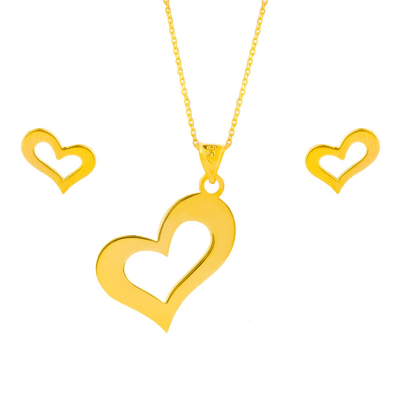 نیم ست طلای 18 عیار زنانه سیم و گوهر مدل GLE180