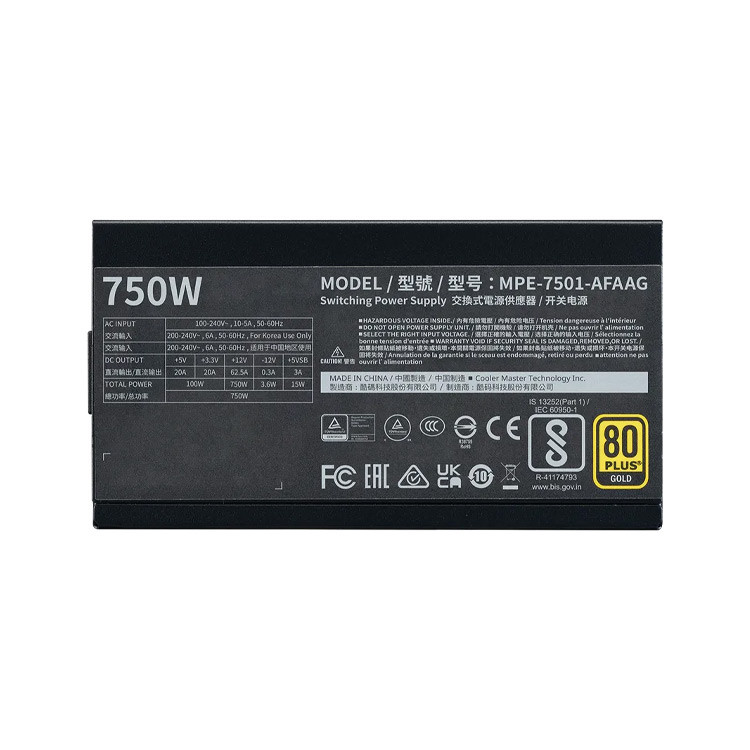منبع تغذیه کامپیوتر کولر مستر مدل MWE Gold 750 V2 ATX 3.0