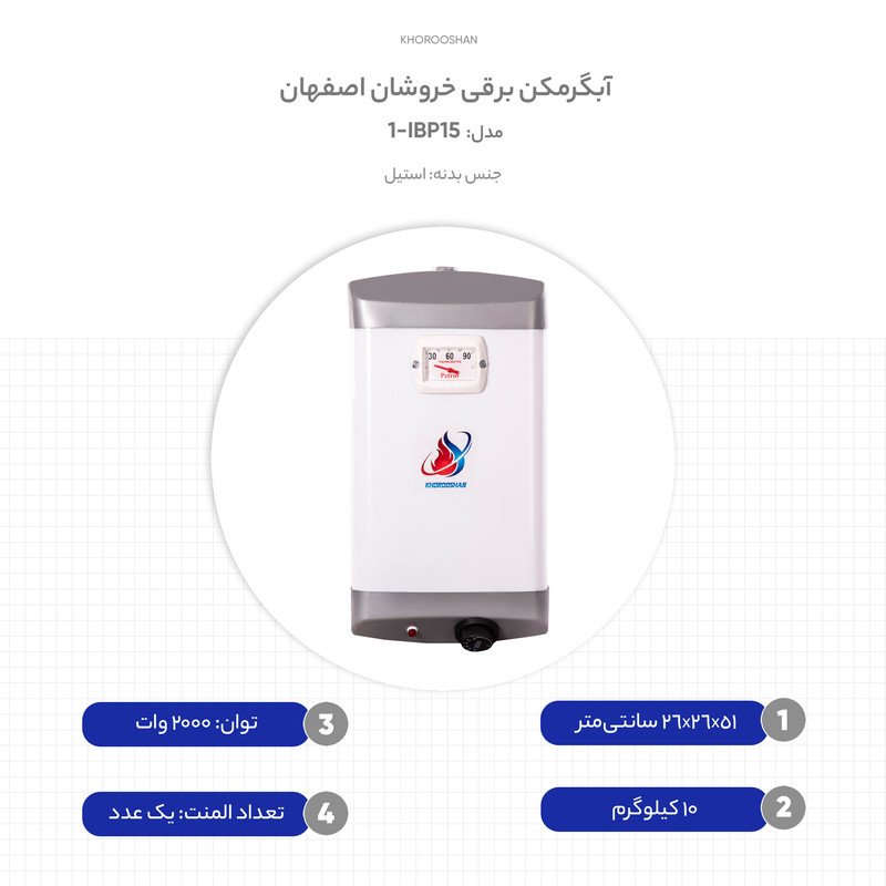 آبگرمکن برقی خروشان اصفهان مدل IBP15-1
