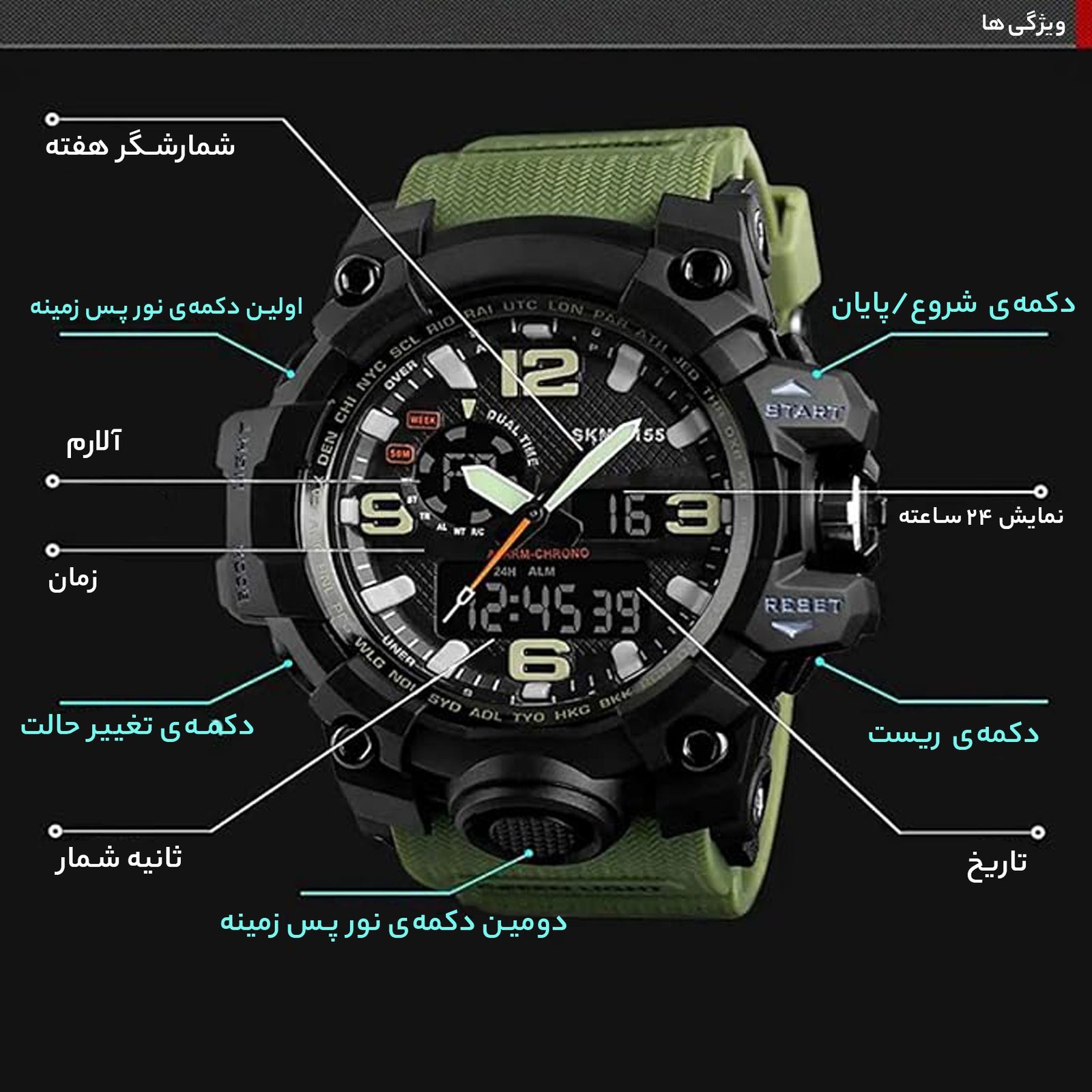 ساعت مچی عقربه‌ای مردانه اسکمی مدل 1155 AG -  - 7