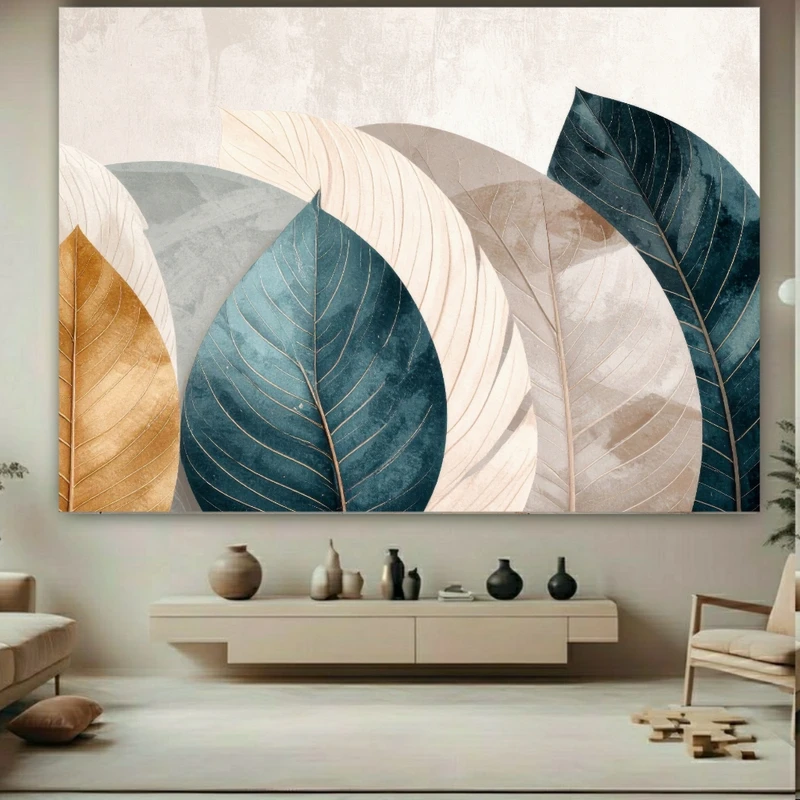 پوستر پارچه ای طرح مخمل  برگ مدل مینیمال کد FP106703