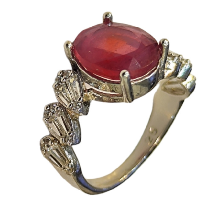 انگشتر نقره زنانه مدل سنگ یاقوت آفریقایی کد 5005