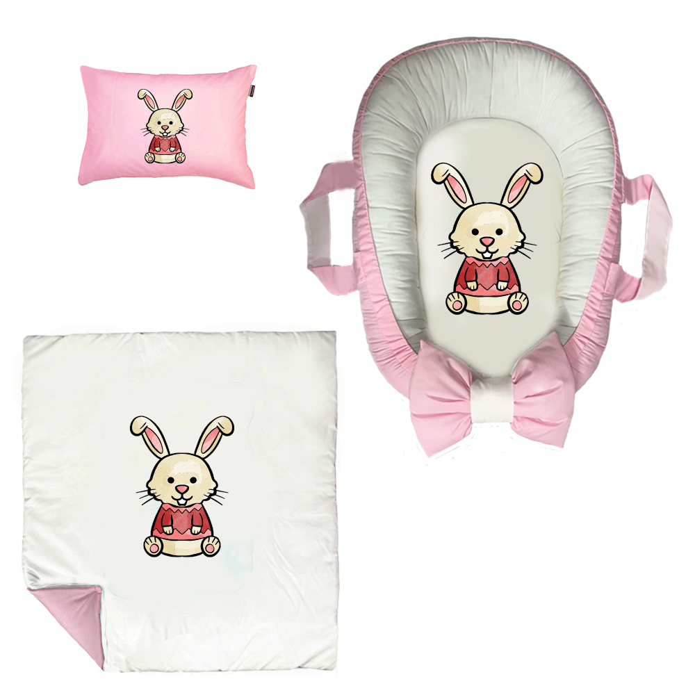 سرویس خواب سه تکه نوزاد مدل گارد محافظ دار طرح خرگوش کد 075