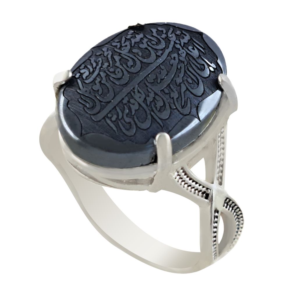 انگشتر نقره زنانه ملک زیور طرح و من یتق الله حدید مدل پیچش کد 92 -  - 1