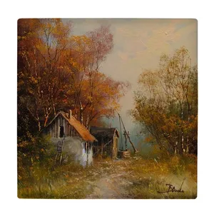  کاشی کارنیلا طرح جنگل و کلبه اروپایی مدل لوحی کد klh1855