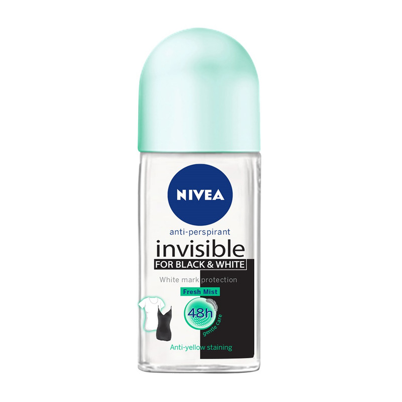 رول ضد تعریق زنانه نیوآ مدل Invisble Black and White Fresh Mist حجم 50 میلی لیتر