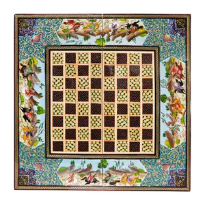 صفحه شطرنج خاتم کاری مدل نقاشی و تذهیب طرح چوگان کد LQ35Gr