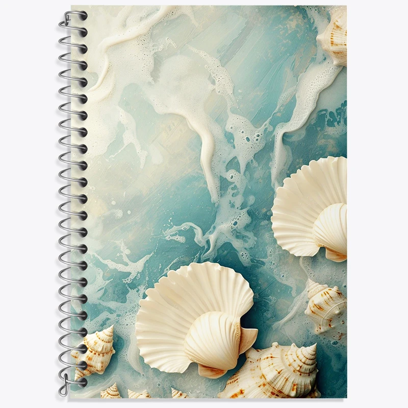 دفتر زبان 50 برگ خندالو مدل سه خط طرح صدف و دریا کد N5812