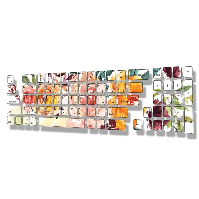 برچسب حروف فارسی کیبورد طرح گل کد 75