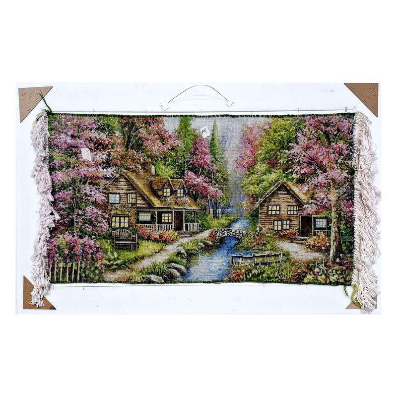 تابلو فرش دستباف طرح کوچه باغ بهاری ابریشمی کدDS019