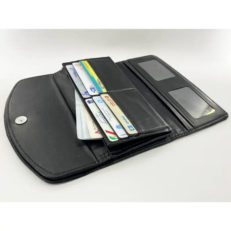 کیف پول زنانه مدل پلنگی دو لبه نیم گرد کد KZD-061