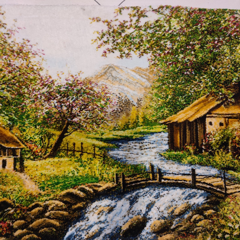 تابلو فرش دستبافت طرح دهکده و رودخانه مدل RAR162 تابلو فرش دستبافت طرح دهکده و رودخانه مدل RAR162