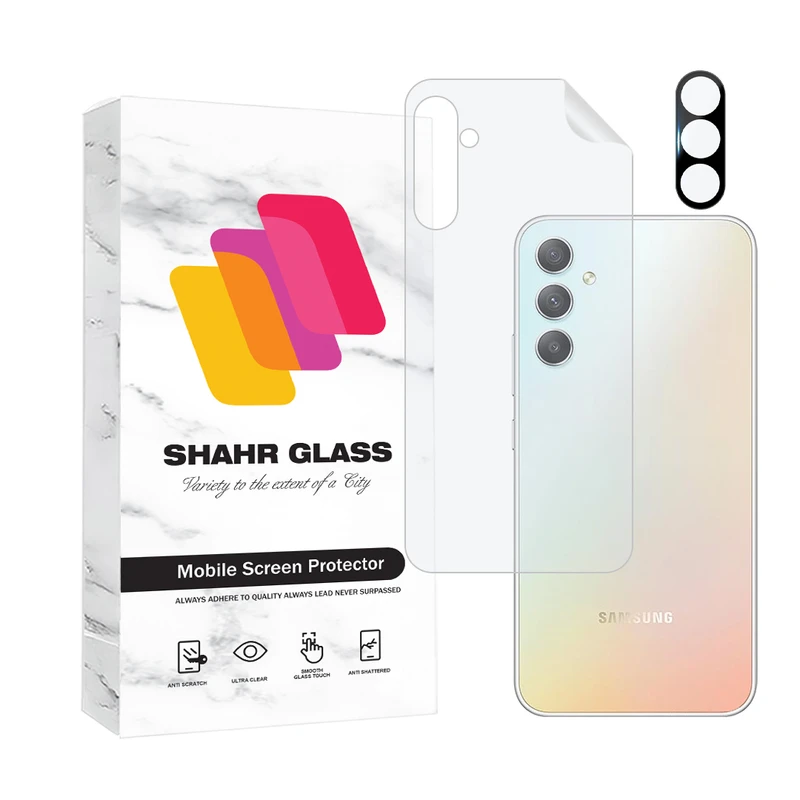 محافظ پشت گوشی شهر گلس مدل MTBFULS مناسب برای گوشی موبایل سامسونگ Galaxy A34 به همراه محافظ لنز