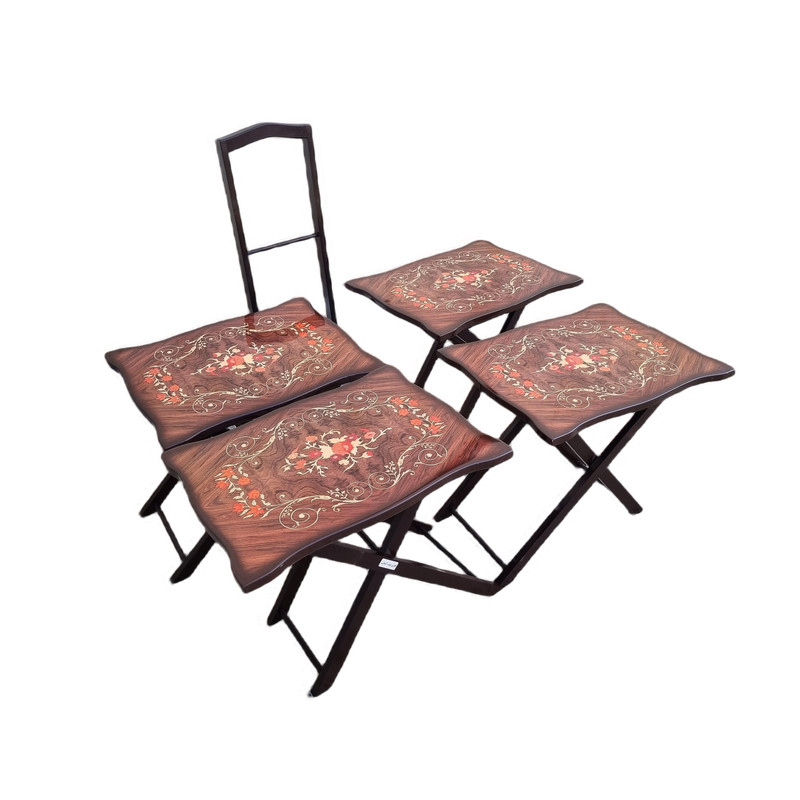 میز عسلی چند ضلعی گالری چوب آشنایی مدل Asl-Mrgh مجموعه ۴ عددی