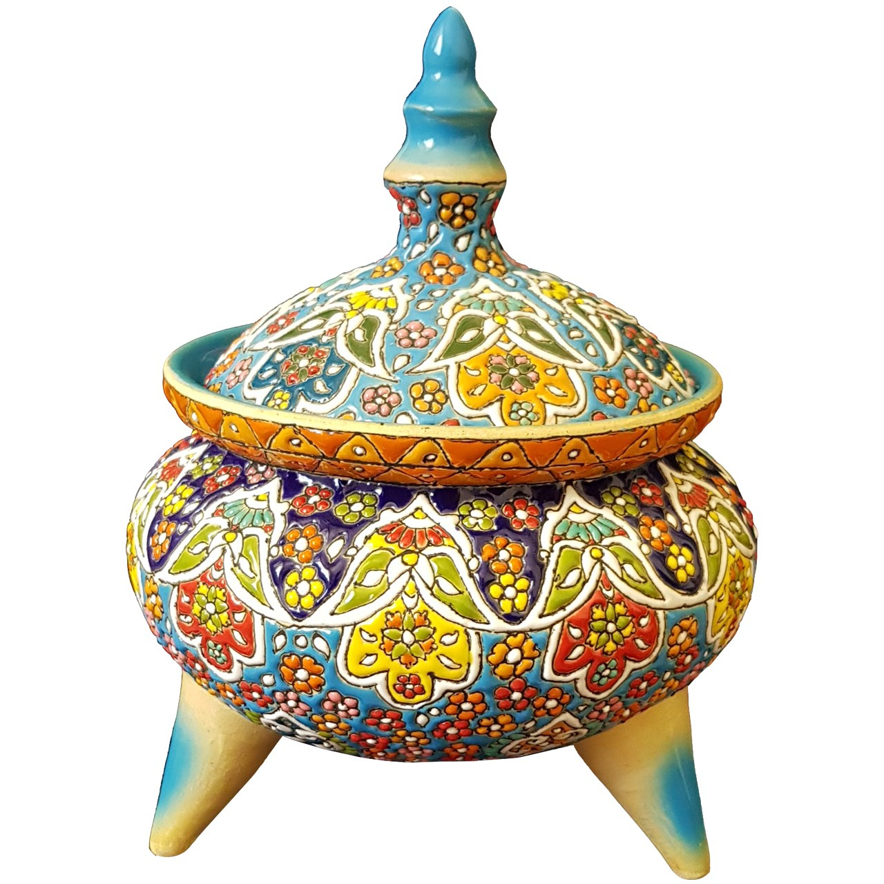 شکلات خوری سفالی لازاپونی طرح میناکاری کد L139z مدل هفت سین