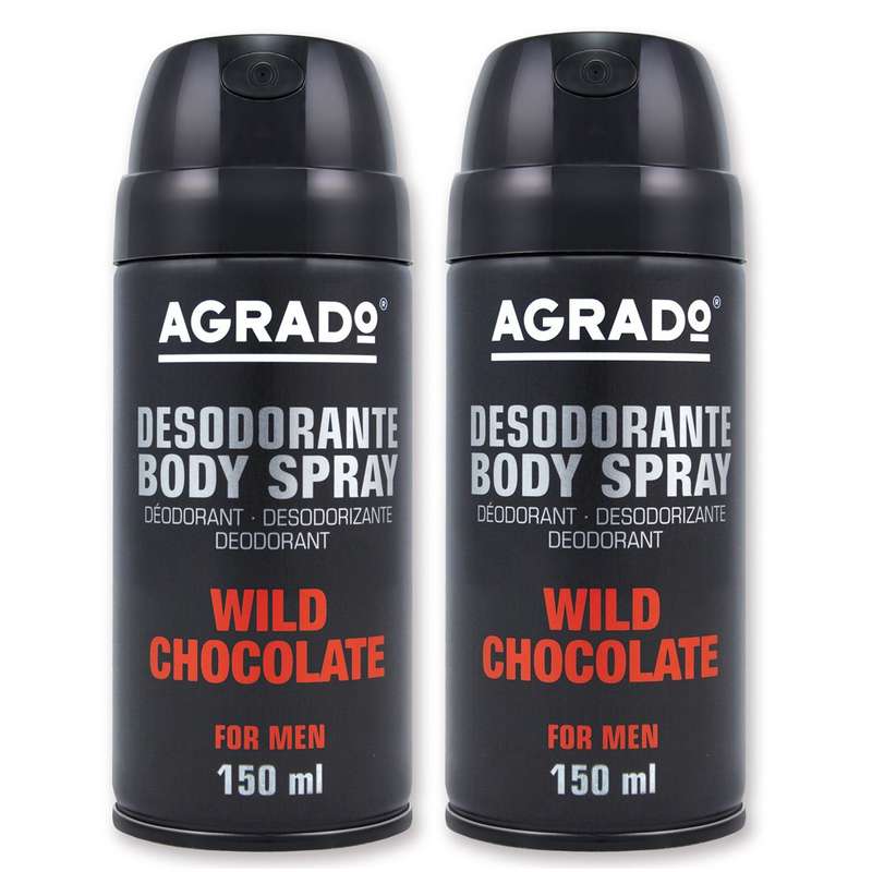 اسپری خوشبو کننده بدن مردانه آگرادو مدل Wild Chocolate پک دو عددی حجم 300 میلی لیتر