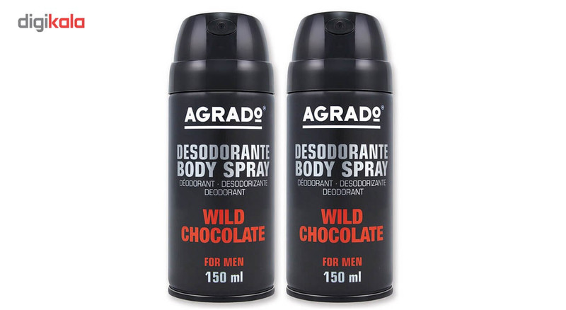 اسپری خوشبو کننده بدن مردانه آگرادو مدل Wild Chocolate پک دو عددی حجم 300 میلی لیتر